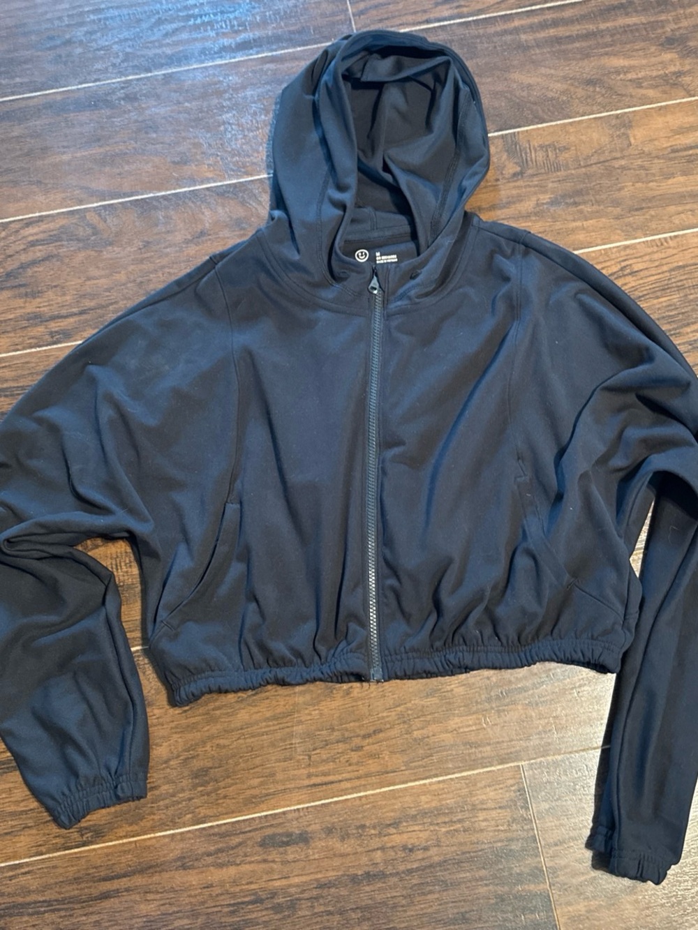 Gilly Hicks Black Cropped Zip Hoodie